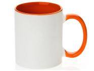 Hrnek SubliT bílý 325 ml - vnitřek a ucho oranžové