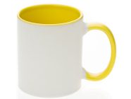 Hrnek SubliT bílý 325 ml - vnitřek a ucho žluté