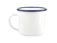 Smaltovaný plechový bílý hrnek SubliT 330 ml - modrý lem