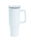 Bílý cestovní hrnek s plastovým brčkem - 1200 ml