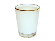 Skleněný panák s bílým podkresem a zlatou linkou - 1,5 Oz