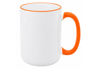 Hrnek SubliT MAX 450 ml - barevný lem a ucho - oranžový